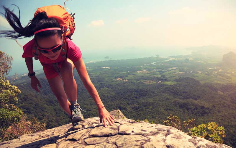 Hiking action captured